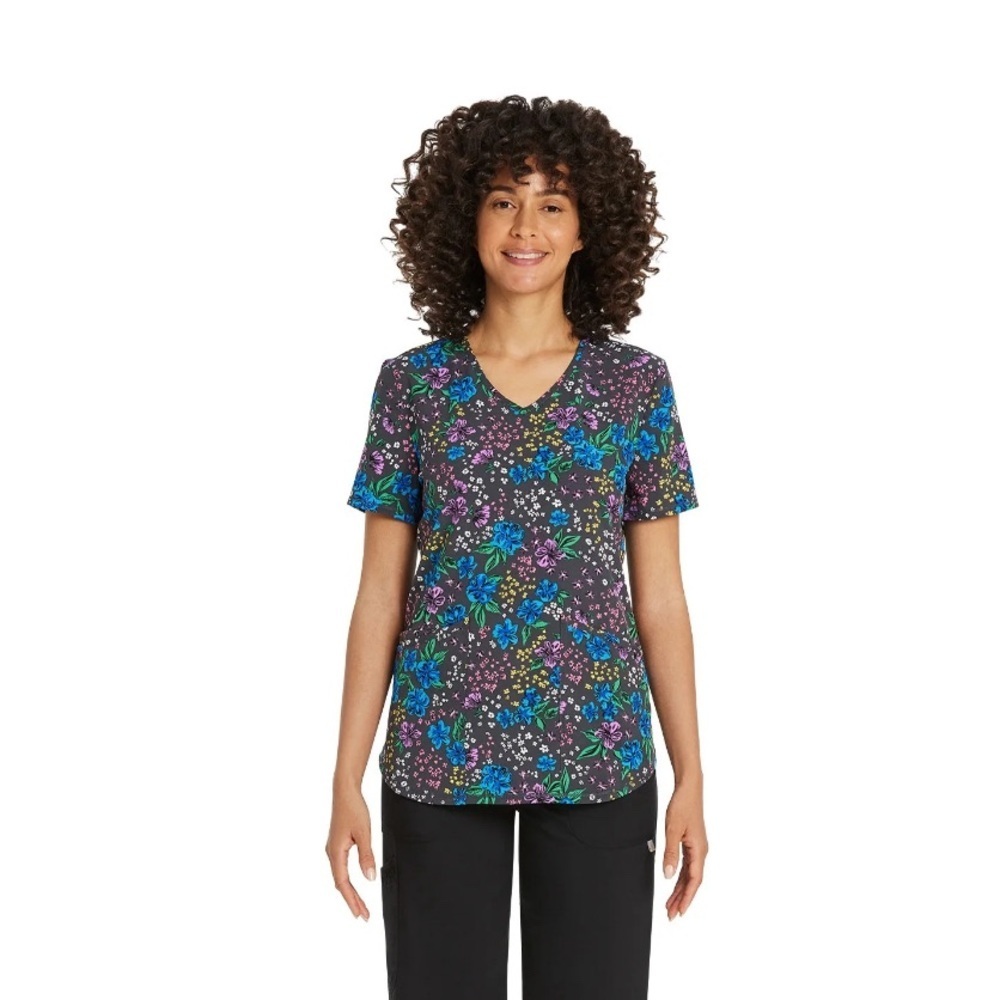 NEW Scrubstar Size 3XL Women's Flower Blooming Petals V-Neck Scrub Top - Picture 2 of 6